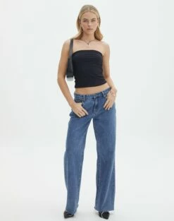 One Shoulder Split Side Knit Top -Glassons Store aimee low rise straight jean suzy mid wash front jd54235pdnm 6