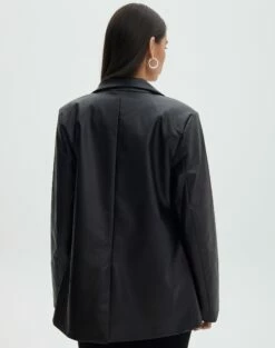 Faux Leather Blazer -Glassons Store alexis 80s blazer black back jw45878pu