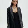 Faux Leather Blazer -Glassons Store alexis 80s blazer black front jw45878pu 2