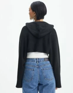 Hooded Cropped Knit -Glassons Store ally hooded crop black back kl90069rpol