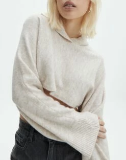 Hooded Cropped Knit -Glassons Store ally hooded crop neutral imageback kl90069rpol