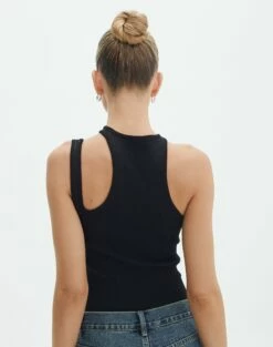 Cut Out Ribbed Tank Top 24 Cut Out Ribbed Tank Top -Glassons Store alutha asym knit top black back kv143264vn