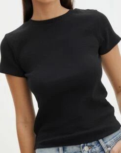 Ribbed Crew Neck Tee -Glassons Store angeles rib baby t shirt black imageback ts119559ocot