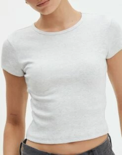 Ribbed Crew Neck Tee -Glassons Store angeles rib baby t shirt snow marle imageback ts119559ocot