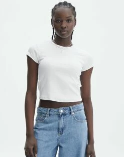 Ribbed Crew Neck Tee -Glassons Store angeles rib baby t shirt white detail ts119559ocot