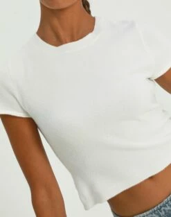 Cropped Cap Sleeve Knit Top 30 Cropped Cap Sleeve Knit Top -Glassons Store aria cap sleeve knit top milk imageback ks106650sf