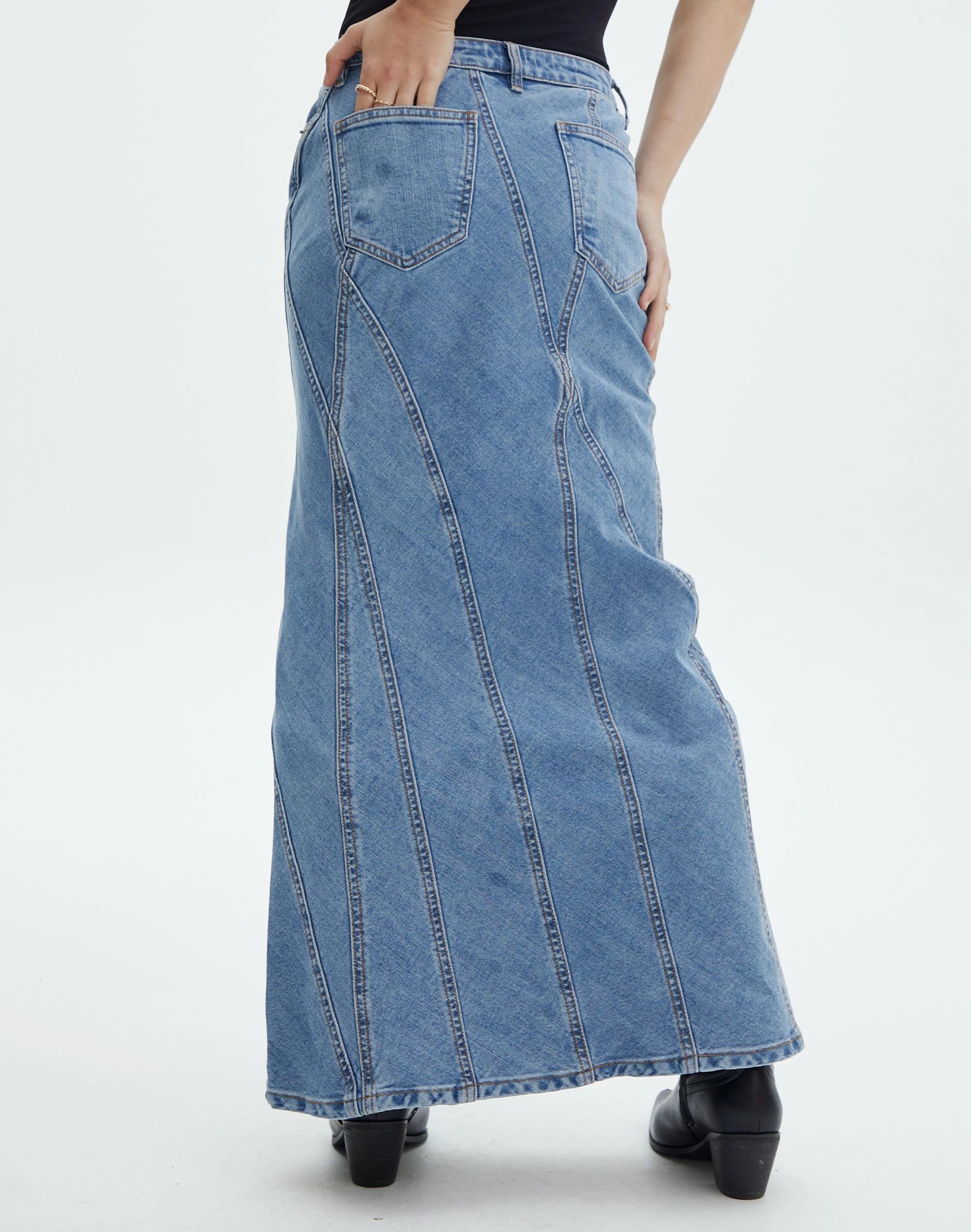 Panelled Denim Maxi Skirt 5 Panelled Denim Maxi Skirt - Image 3