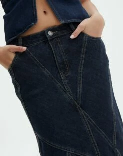 Panelled Denim Maxi Skirt 29 Panelled Denim Maxi Skirt -Glassons Store arizona midi skirt last rodeo indigo imageback sl91950dnm