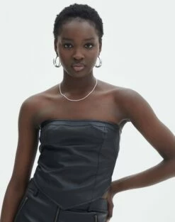 Faux Leather Tie Back Scarf Top