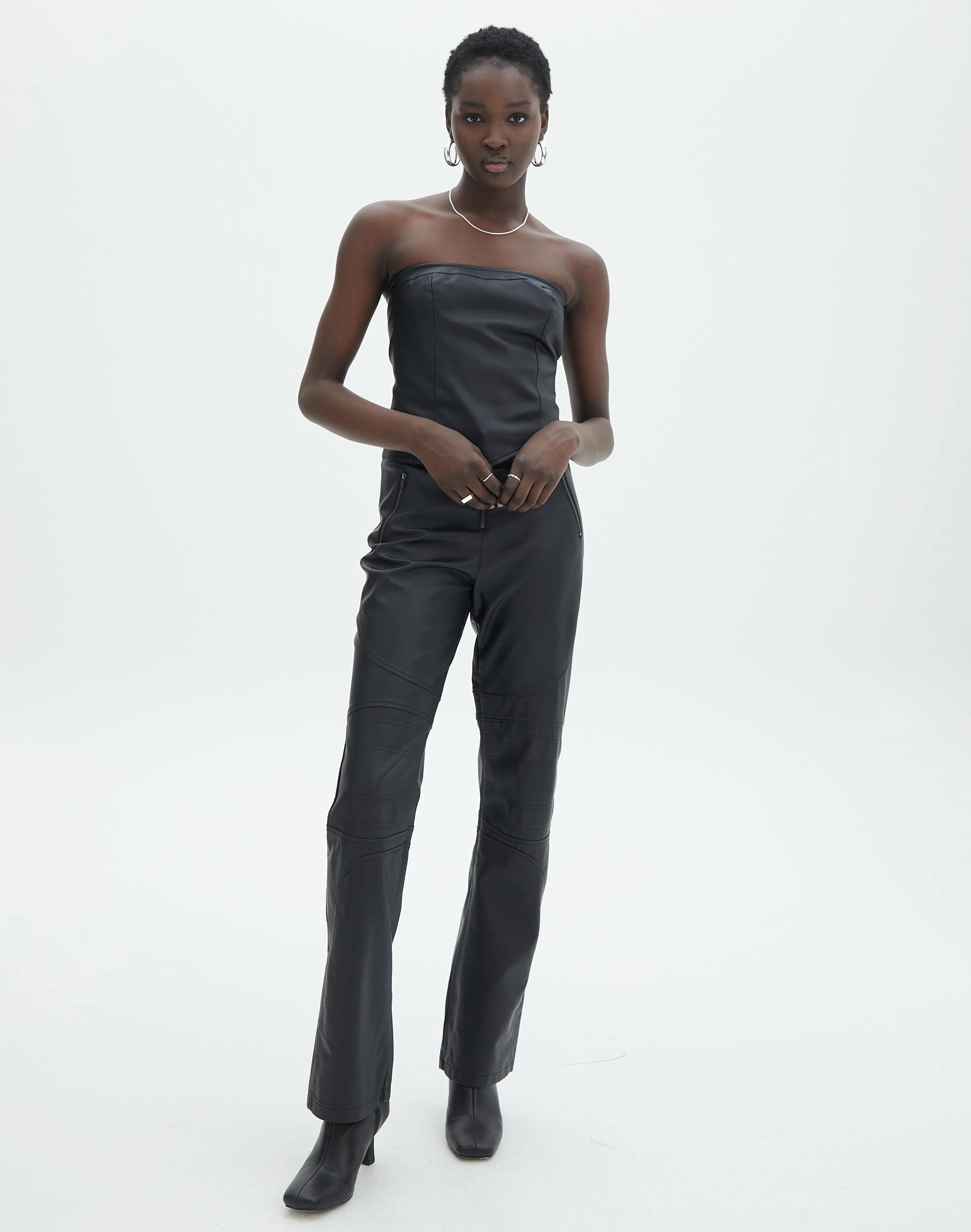 Faux Leather Tie Back Scarf Top 4 Faux Leather Tie Back Scarf Top - Image 2