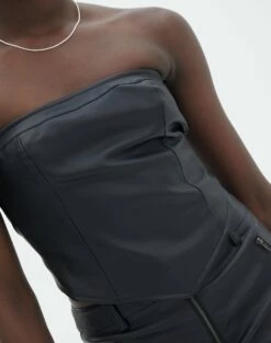 Faux Leather Tie Back Scarf Top 25 Faux Leather Tie Back Scarf Top -Glassons Store ava apron strapless top black imageback bv111472pu