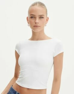 Supersoft Backless Short Sleeve Top 29 Supersoft Backless Short Sleeve Top -Glassons Store bayley backless top white back ts73693pch