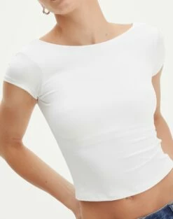 Supersoft Backless Short Sleeve Top 30 Supersoft Backless Short Sleeve Top -Glassons Store bayley backless top white imageback ts73693pch