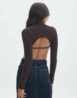 Cropped High Neck Backless Long Sleeve Knit Top 29 Cropped High Neck Backless Long Sleeve Knit Top -Glassons Store bearman backless funnel top its soy cute back kl111146knt