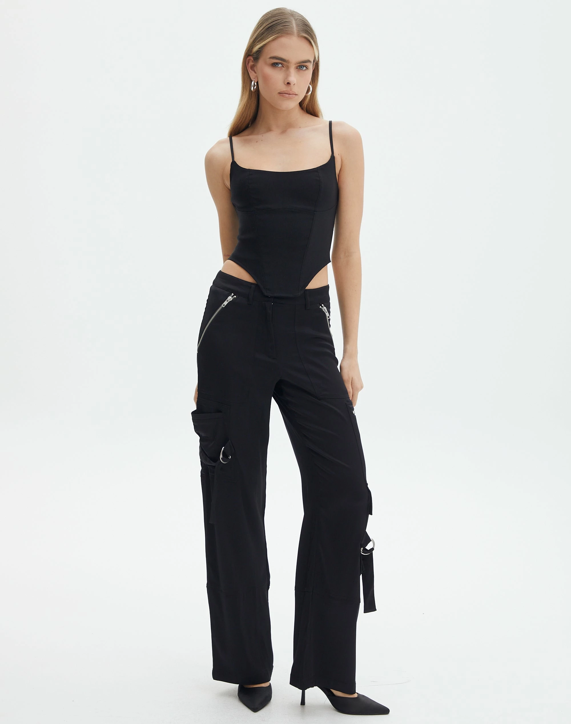 Satin Zip Pocket Cargo Pants 3 Satin Zip Pocket Cargo Pants