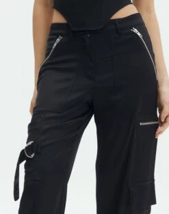 Satin Zip Pocket Cargo Pants 26 Satin Zip Pocket Cargo Pants -Glassons Store bella satin cargo pants black imageback pw106522sat