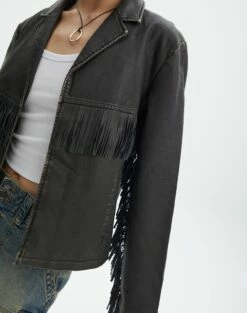 Faux Leather Tassel Jacket -Glassons Store billy jo tassel jacket worn black imageback jw133140pu
