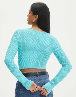 Bubble Stitch Long Sleeve Button Up Top 34 Bubble Stitch Long Sleeve Button Up Top -Glassons Store bobby bubble stitch cardi aqua siren back kc106197knt