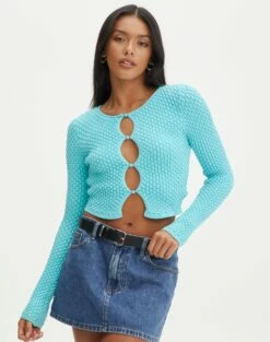 Bubble Stitch Long Sleeve Button Up Top 32 Bubble Stitch Long Sleeve Button Up Top -Glassons Store bobby bubble stitch cardi aqua siren front kc106197knt