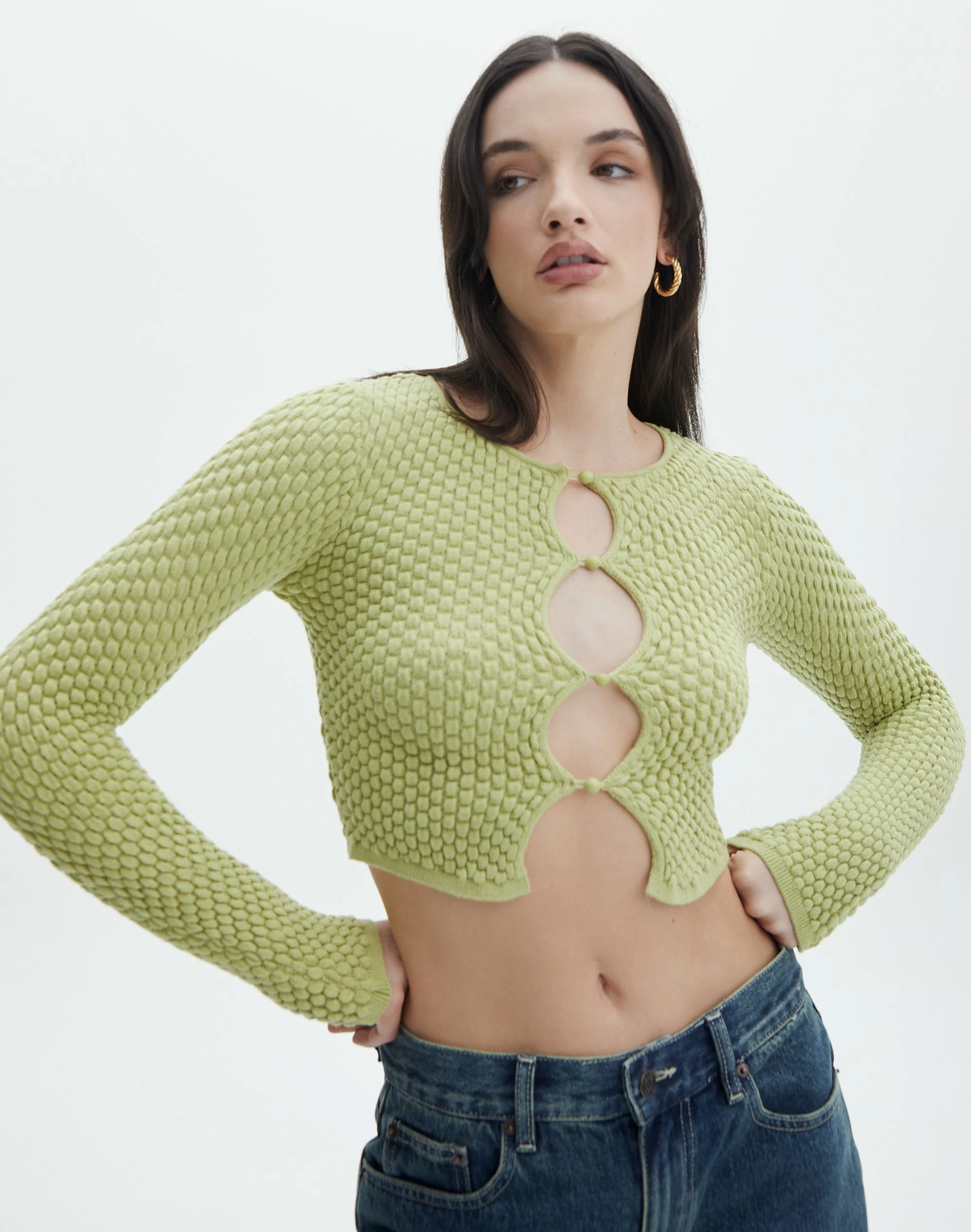 Bubble Stitch Long Sleeve Button Up Top 8 Bubble Stitch Long Sleeve Button Up Top - Image 6