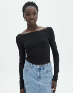 Boat Neck Long Sleeve Top