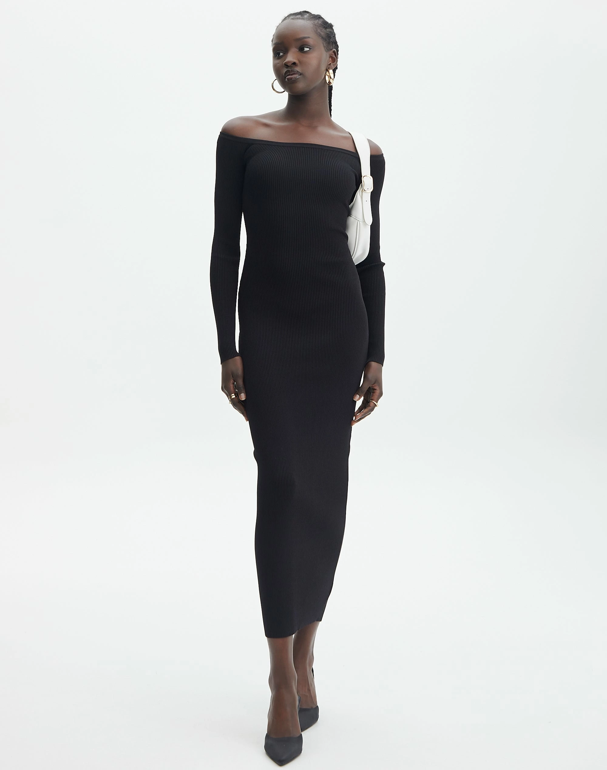 Ribbed Off Shoulder Long Sleeve Maxi Dress 3 Ribbed Off Shoulder Long Sleeve Maxi Dress