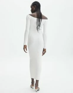 Ribbed Off Shoulder Long Sleeve Maxi Dress 34 Ribbed Off Shoulder Long Sleeve Maxi Dress -Glassons Store boston bardot knit dress milk back kd109828rib