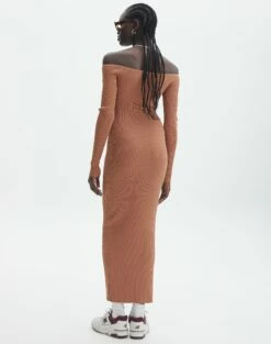 Ribbed Off Shoulder Long Sleeve Maxi Dress 29 Ribbed Off Shoulder Long Sleeve Maxi Dress -Glassons Store boston bardot knit dress slice of cake back kd109828rib