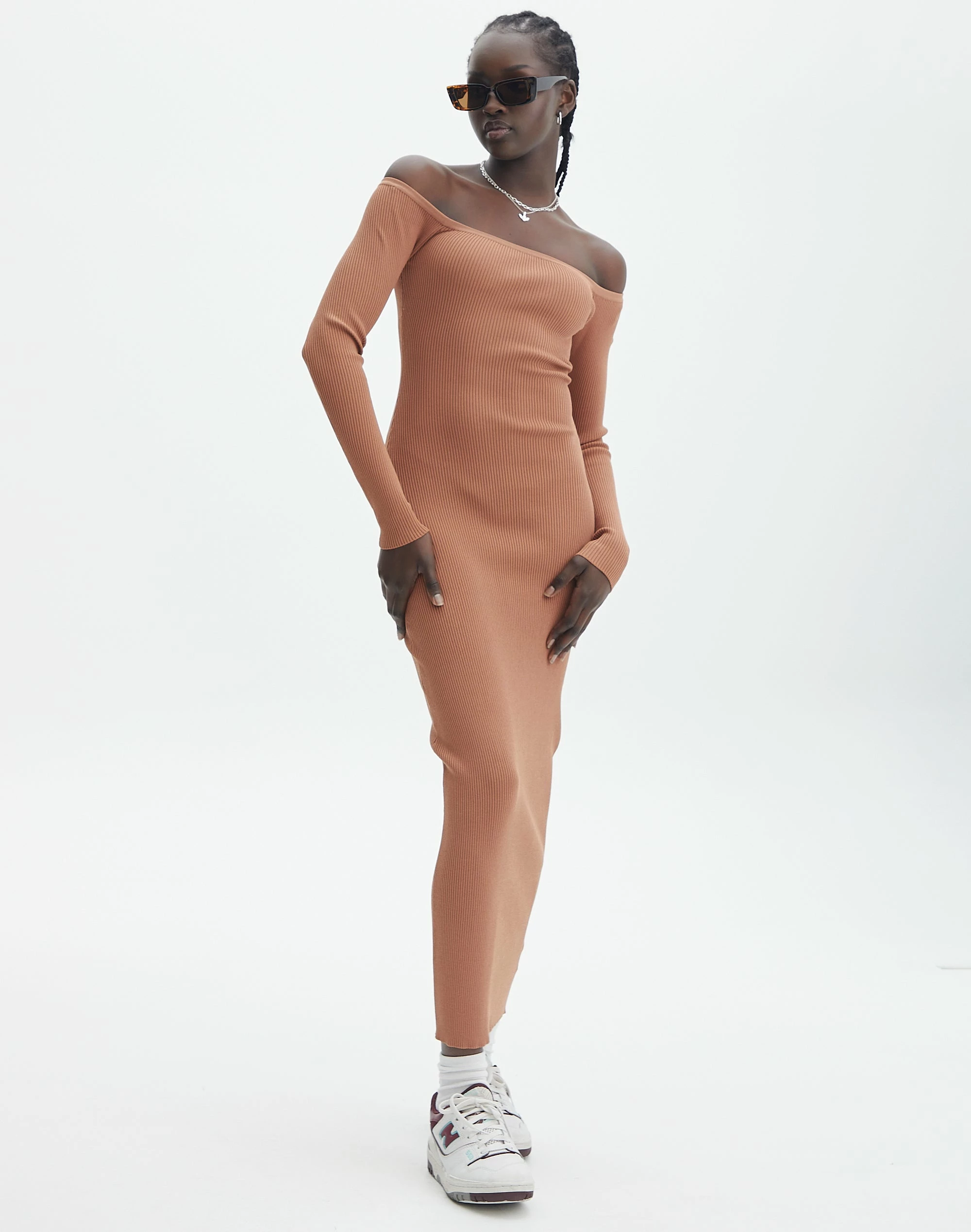 Ribbed Off Shoulder Long Sleeve Maxi Dress 9 Ribbed Off Shoulder Long Sleeve Maxi Dress - Image 7