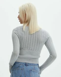 Pointelle Scoop Neck Knit Top -Glassons Store bronty button up long sleeve pale grey marle back kc121640vp