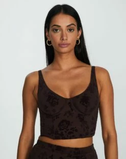 Cut Out Animal Lace Trim Corset -Glassons Store brooklyn burnout bralette soy blooms front ut109844sbl 1