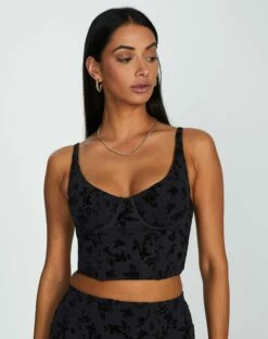 Cut Out Animal Lace Trim Corset -Glassons Store brooklyn burnout bralette vine burnout front ut109844vbo 1