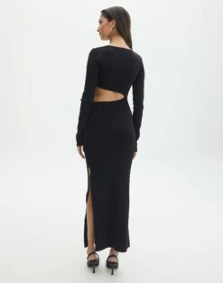 Cut Out Long Sleeve Side Split Maxi Dress 24 Cut Out Long Sleeve Side Split Maxi Dress -Glassons Store carden cut out maxi dress black back kd105194knt