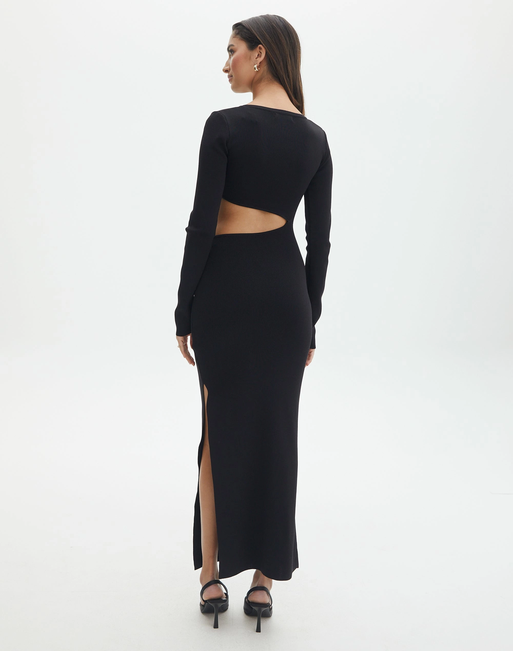 Cut Out Long Sleeve Side Split Maxi Dress 5 Cut Out Long Sleeve Side Split Maxi Dress - Image 3