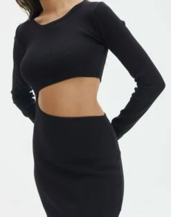 Cut Out Long Sleeve Side Split Maxi Dress 25 Cut Out Long Sleeve Side Split Maxi Dress -Glassons Store carden cut out maxi dress black imageback kd105194knt