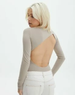 Keyhole Long Sleeve Wrap Top -Glassons Store cassidy cut out bodysuit dusty mink front tb118064pch 2