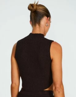High Neck Curve Hem Knit Tank Top -Glassons Store co astor knit its soy cute back kv109477knt