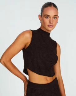 High Neck Curve Hem Knit Tank Top -Glassons Store co astor knit its soy cute front kv109477knt 1