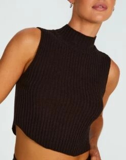 High Neck Curve Hem Knit Tank Top -Glassons Store co astor knit its soy cute imageback kv109477knt