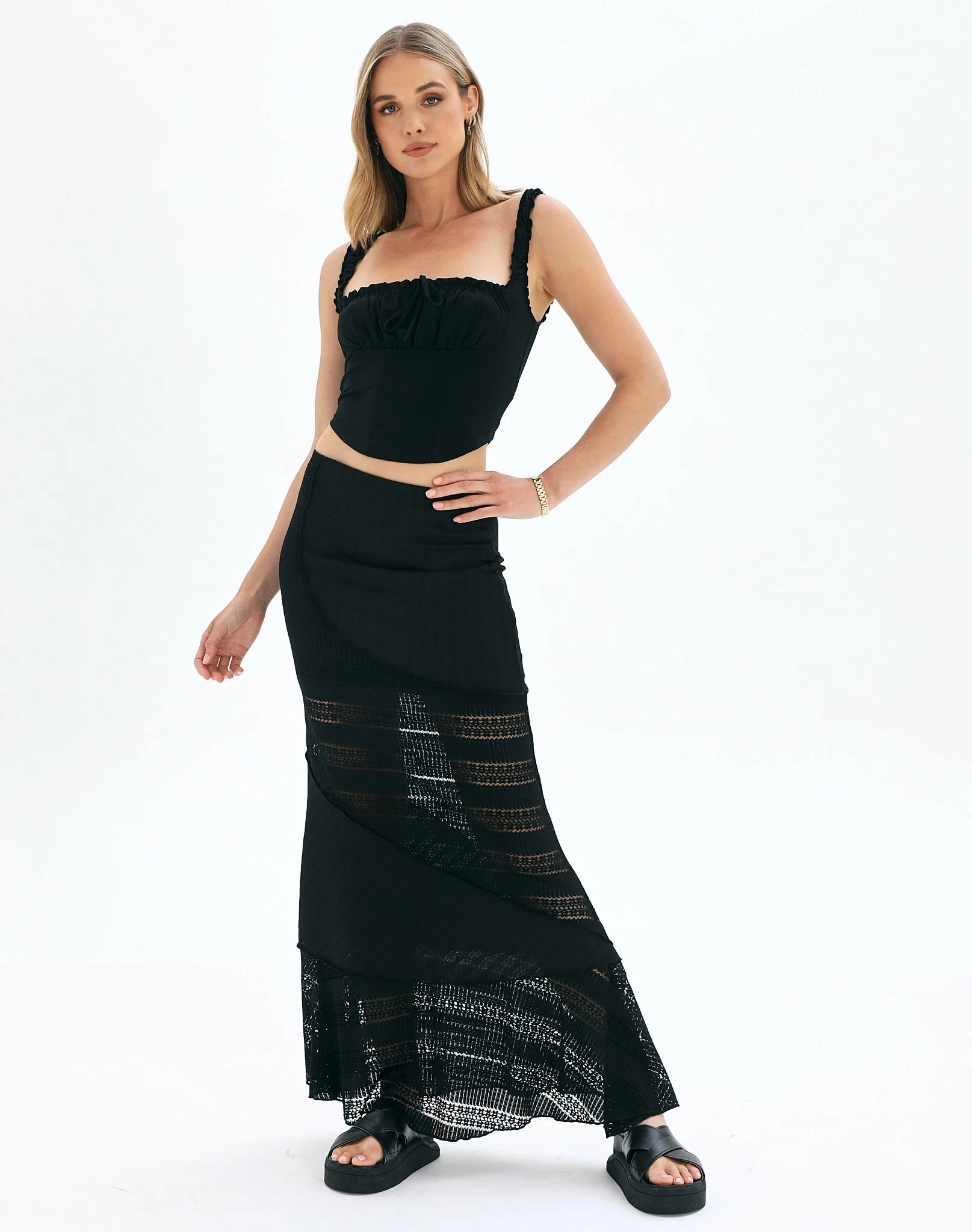 Textured Asymmetrical Panel Maxi Skirt 3 Textured Asymmetrical Panel Maxi Skirt