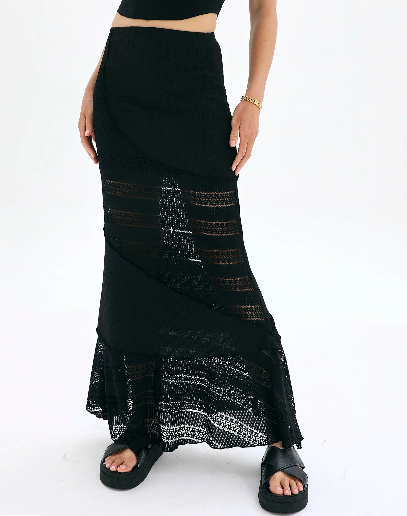 Textured Asymmetrical Panel Maxi Skirt 4 Textured Asymmetrical Panel Maxi Skirt - Image 2