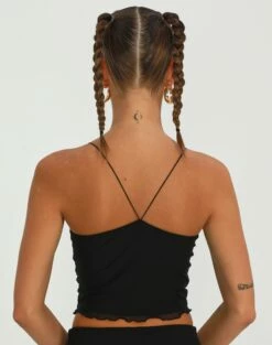 Mesh Cross Back Lettuce Trim Cami -Glassons Store co cecelia mesh cross tank black back tv92995msh