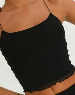 Mesh Cross Back Lettuce Trim Cami -Glassons Store co cecelia mesh cross tank black imageback tv92995msh