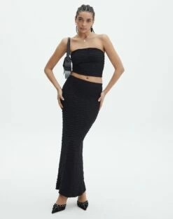 Textured Slim-fit Maxi Skirt