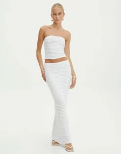 Textured Slim-fit Maxi Skirt -Glassons Store co ceejay textured maxi skirt white front sl105516tex