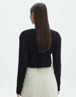 Twist Front Long Sleeve Knit Top -Glassons Store co chenina chunky twist knit black back kl48394che