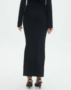 Ribbed Knit Button Side Maxi Skirt -Glassons Store co darby button down knit midi skirt black back sl109336knt
