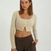 Knit Long Sleeve Cropped Cardigan -Glassons Store co flee two button up knit what the shell front kc94537non 3