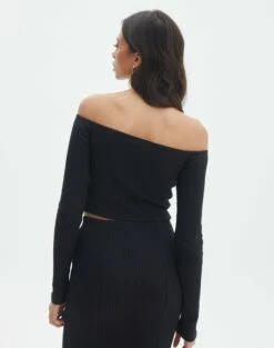 Off Shoulder Flared Long Sleeve Top -Glassons Store co gigi off shoulder top black back tl127028rib