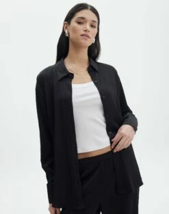 Lace Up Detailed Corset Top -Glassons Store co gloria textured shirt black front bl127680tex 2